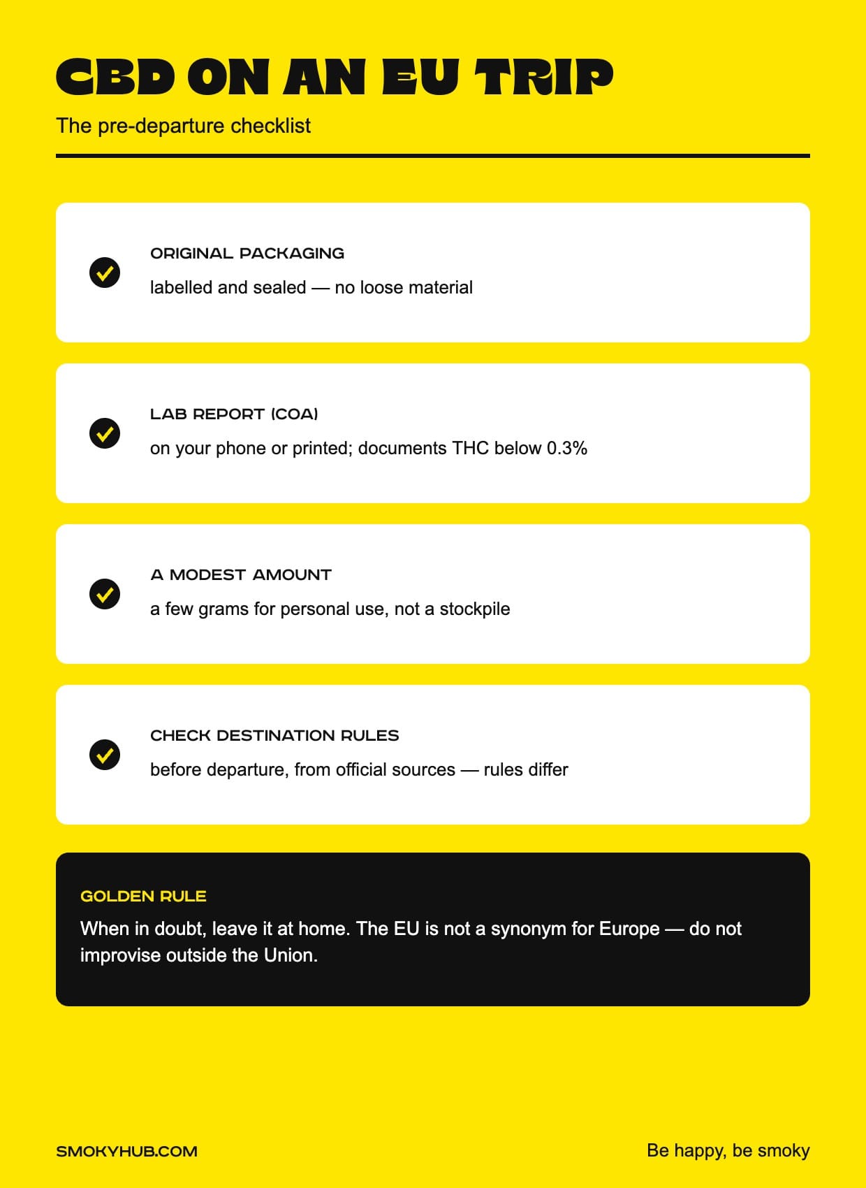 CBD on an EU trip – the pre-departure checklist (SmokyHub infographic)