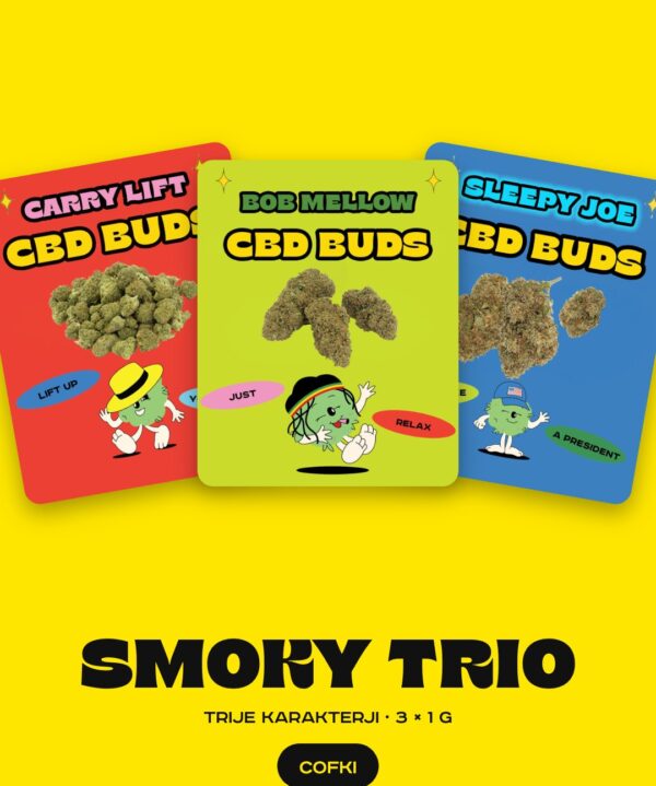 SMOKY TRIO cofki – Carry Lift, Bob Mellow in Sleepy Joe, 3 × 1 g